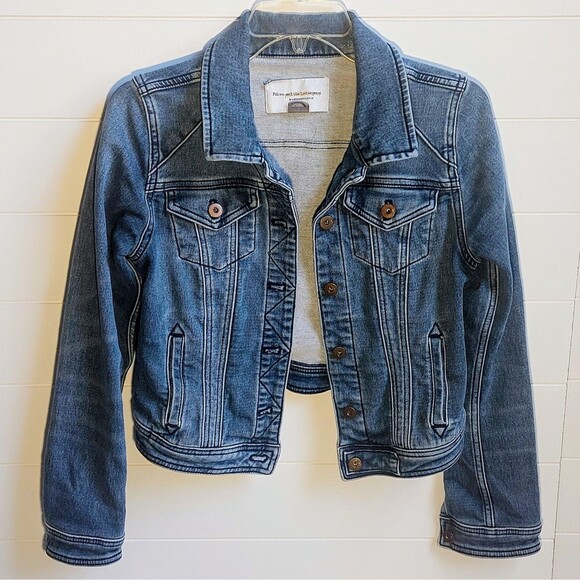 Pilcro & The Letterpress Cotton Stretch Denim Jacket Women's Small Trucker Style - Picture 2 of 12